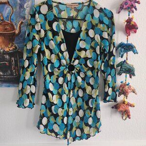 Y2K Faux Wrap Peplum Blouse